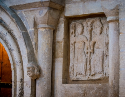 The carving known as the "dancing bishops"